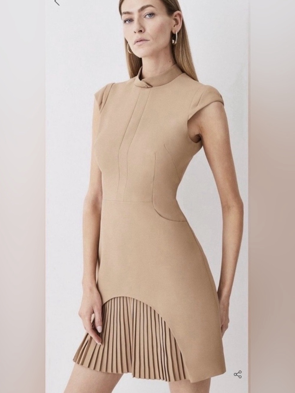NWOT Karen Millen Military Tailored Mini Dress Tan Size 8